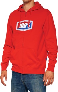 100% Men's Official Zip Hoody Red Size L
