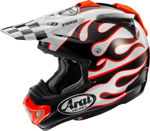 Arai VX-Pro4 Flame Helmet Gloss Black/Red/White L - Off-road helmet with flame graphics