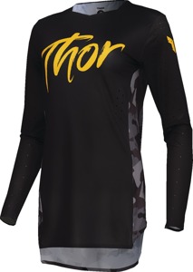 Thor Womens SPORTMODE Shadow Jersey Black Yellow Camo Gray Medium - Athletic fit, moisture wicking, medium, womens jersey