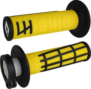 ODI Emig 2.0 Lock-On Grips Yellow Black Pair - Lock-On Grips Yellow/Black For many MX & Off-Road bikes