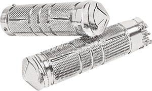 Accutronix Knurled Diamond Custom Grips Chrome 1in For Harley-Davidson - Chrome billet grips For Harley-Davidson models