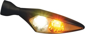 Kuryakyn Micro Rhombus Front Right Light Chrome/Amber Satin Black