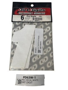 DIRT DIGIT 6" #1 Pro Decal White - 6-inch #1 Pro Decal in White