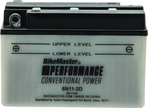 BikeMaster 6N11-2D Conventional Battery - 6N11-2D 88 CCA battery by BikeMaster