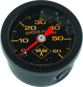 Bikers Choice 0-60 PSI Oil Pressure Gauge Black Face Universal - 0-60 PSI oil pressure gauge, liquid-filled, universal fit
