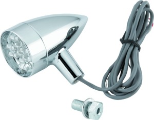 Bikers Choice Chrome Mini Turn Signal Amber Universal - Mini turn signal, amber lens, universal fit
