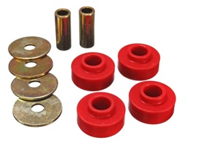 Red Differential Carrier Bushings by Energy Suspension - Fits 89-97 Thunderbird, 99-04 Mustang Cobra