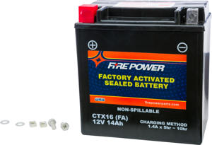Fire Power CTX16-BS Factory Activated Sealed Battery - 12V 230 CCA battery, sealed and maintenance-free