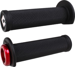 ODI Ruffian ATV/PWC Lock-On Grips Black/Red 7/8in Bars - Slim lock-on grips for ATV and PWC, Black/Red