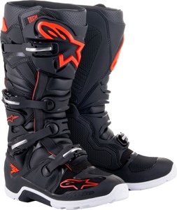 Alpinestars Tech 7 Enduro Boots Black/Fluorescent Red Size 6 - Offroad enduro boots in black/red, size 6