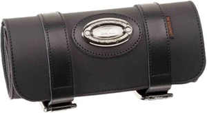 Customacces Roll Bag Black Leather Motorcycle Fork Bag - Black leather roll bag for motorcycle forks