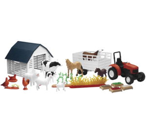 Country Life Playset Barnyard with Tractor/ Garden Rows and Animals