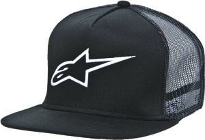 Alpinestars Corporate Trucker Hat Black OS - Black mesh snapback trucker hat, one size
