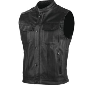 Speed and Strength Band Of Brothers Leather Vest Black Medium - Men's leather riding vest in black, size medium