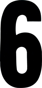 #6 7" Tall Black "Extreme" Stick-On Race Numbers - 3 Pack