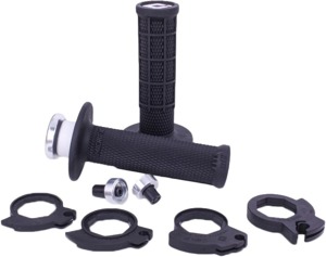 ODI Micro-X Half-Waffle V2 Lock-On Grips Black/Silver - Lock-on grips for micro handlebars, Black/Silver