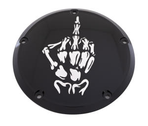 Custom Engraving Bone Finger Black Derby Cover For Harley Davidson - Black Derby Cover For Harley Davidson models