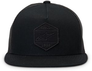 Alpinestars Bolt Trucker Hat Black/Black One Size - Black/Black flatbill trucker hat, one size fits most