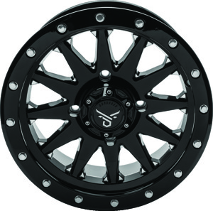 QuadBoss Wagon Wheel 14x7 4+3 4/156 Milled Black - 14x7 4+3 offset, 4/156 bolt pattern