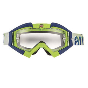 Ariete MX Goggles Riding Crows Lime Blue OTG Clear Lens - OTG MX goggles, lime blue, clear lens, by Ariete