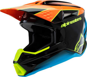 Alpinestars SM3 Youth Fray Helmet Black/Orange YM - Youth medium off-road helmet in Black/Orange