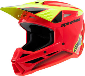 Alpinestars SM3 Youth Fray Helmet Red/Yellow Fluo Medium - Youth offroad helmet with advanced impact protection