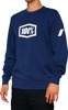 100 Percent Icon Long-Sleeve Fleece Sweatshirt XL White Navy Men's - Crewneck fleece sweatshirt in XL White Navy Men's