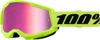 100 Percent Strata 2 Junior Goggles Neon Yellow Mirror Pink Lens - Youth offroad goggles in neon yellow with mirror pink lens