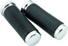 Bikers Choice Chrome and Leather 1 Inch Grips Universal - Chrome and leather grips for 1 inch handlebars