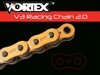 Vortex Racing V3 2.0 520SX3 114-Link Gold Motorcycle Chain - Gold 520 x 114L X-Ring Chain by Vortex Racing