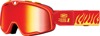 100% Barstow Goggle Red Yellow Death Spray Adult Mirrored Lens - Premium anti-fog goggles with mirrored lens