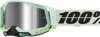 100% Racecraft 2 Goggles Palomar Green Mirror Silver Flash Adult - Anti-fog mirrored lens goggles, adult, Palomar Green
