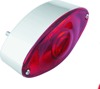 Bikers Choice Cat Eye Tail Lamp Chrome Red Lens Universal - Universal chrome cat eye tail lamp with red lens