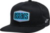 Alpinestars Belvedere Hat Black One Size - Flat bill snapback hat in black, one size fits most