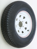 AWC Trailer Tire and 8 Spoke Steel Wheel Assembly White - 8 spoke steel wheel and tire assembly, white finish